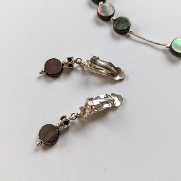 Iridescent Bead And Silver Necklace And Earrings Set - Picture 5 of 6